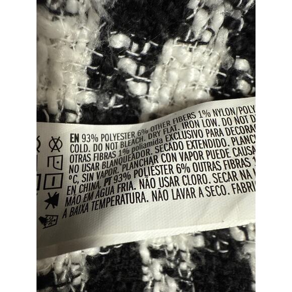 Forever 21 Women's Black White Tweed Houndstooth Checkered Overcoat Jacket Sz S - Picture 4 of 4